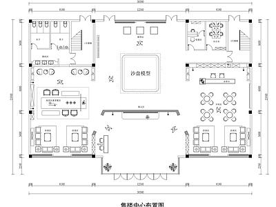 现代轻奢售楼处 售楼中心 售楼处布局图 施工图
