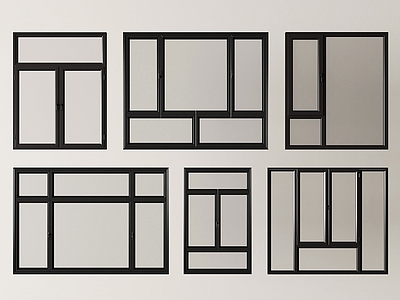 现代窗户组合 窗户 平开窗 玻璃窗 窗子 飘窗