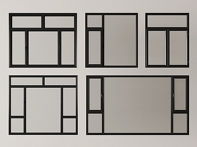 现代窗户组合 窗户 玻璃窗 平开窗 落地窗 窗子