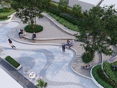 现代简约商业景观 商业大厦屋顶花园 办公大厦屋顶花园 天台花园