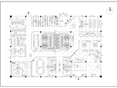 工装平面图 办公空间布置图 洽谈室 部长办公室 水吧台 健身房 施工图