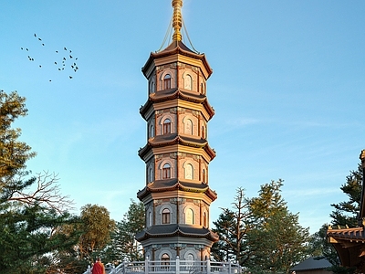 禅意中式古建 舍利塔 佛塔
