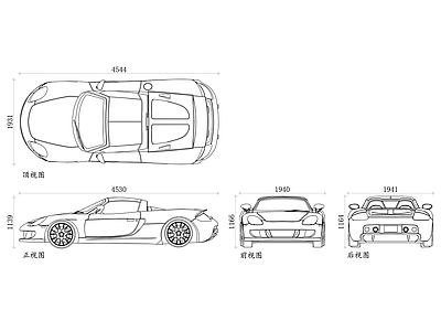 现代交通工具图库 保时捷911 卡雷拉911 汽车911 Carrera 施工图