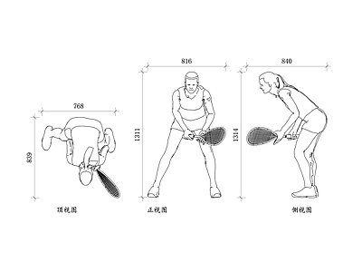 现代人物 壁球选手 壁球健将 壁球玩家 壁球运动者 壁球参赛者 施工图