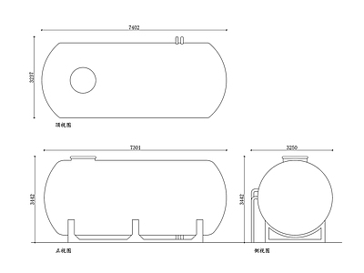 现代其他图库 柴油油箱 储油罐 柴油储存箱 燃油储罐 油料储存箱 施工图