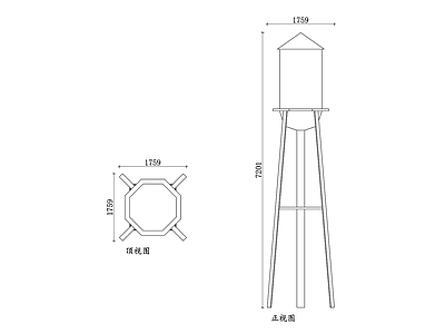 现代综合景观图库 水塔 储水罐 高位水箱 储水箱 给水塔 施工图