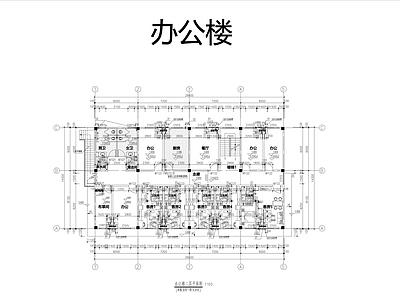现代办公楼建筑 二层办公楼建筑图 建筑立面图 建筑平面图 施工图