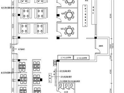 现代极简烧烤店 包厢 烧烤平面方案 施工图