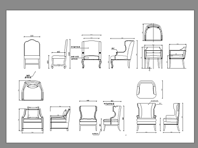 现代椅子 餐椅家具 施工图