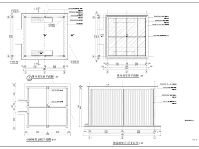 现代廊架 玻璃廊架 施工图