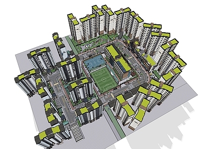 现代轻奢多层住宅 社区建筑 社区插画 动漫社区素材 动画社区素材