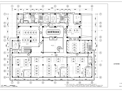 现代整体办公空间 综合办公 施工图