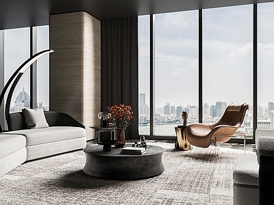 意式轻奢别墅客厅 minotti 沙发组合 大平层家具组合