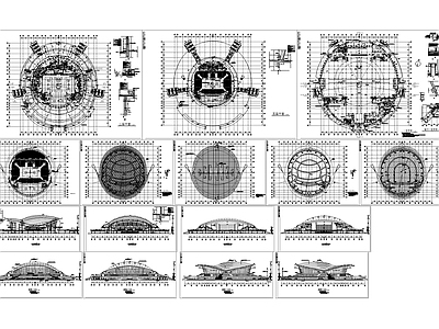 现代体育馆建筑 圆形篮球体育馆 施工图