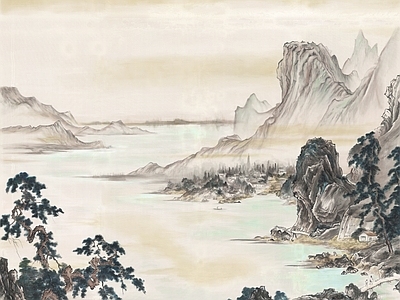 现代新中式挂画 艺术挂画 插画 国画 水墨画 古画