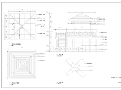 现代亭子 3套木制景观亭 施工图