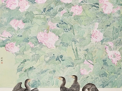 新中式中式挂画 水墨画 国画 艺术挂画 花鸟画