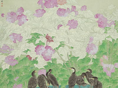 新中式中式挂画 水墨画 国画 艺术挂画 花鸟画