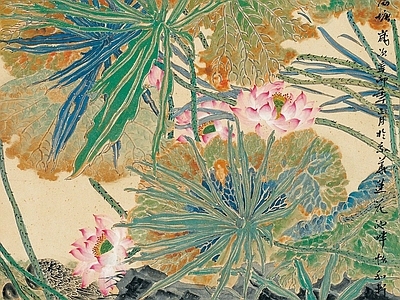 新中式中式挂画 国画 艺术挂画 花鸟画 荷花