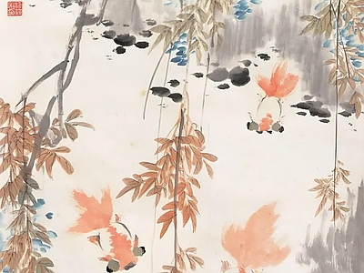 新中式中式挂画 水墨画 国画 艺术挂画 花鸟鱼虫