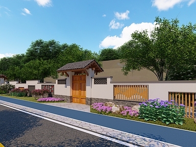 新中式乡村庭院 道路景观 改造小品 乡村改造