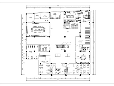 现代整体办公空间 办公室平面布置图 施工图