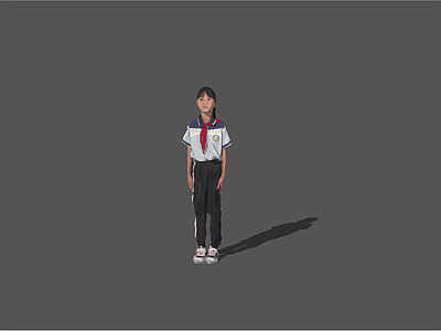 儿童 小学生3D人 穿校服的小学生 扫描人物资产 学生人物素材