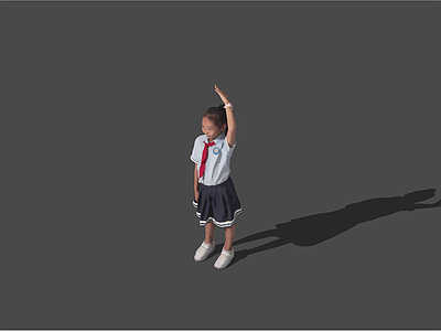 儿童 小学生3D人 学生人物素材 穿校服的小学生 学生扫描人物资产