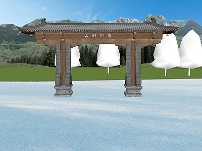 现代新中式牌坊牌楼 牌坊 大门 寨门 入口大门 门