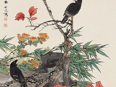 新中式中式挂画 水墨画 国画 艺术挂画 花鸟画