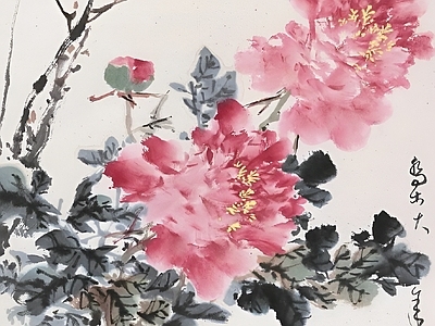 新中式中式挂画 水墨画 国画 艺术挂画 花卉图