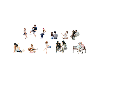 多人 2D 坐着 多人