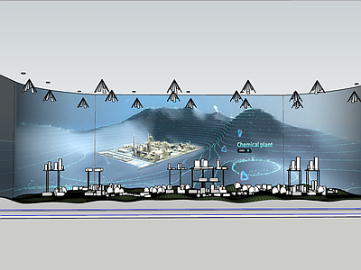 现代简约其他展厅 沙盘 升降沙盘 展厅 三折幕