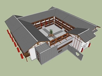 中式古建筑 古建商业综合体 临街商业 大合院