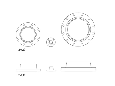 现代五金管件 带颈法兰 对焊法兰 颈接法兰 焊颈法兰 法兰颈接头 施工图
