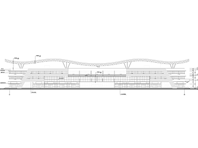 现代客运站 三层客运站参考 平立剖全套图纸 施工图