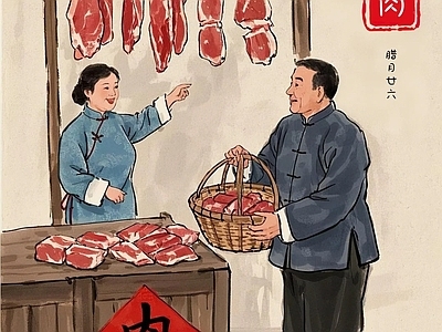 现代挂画 过年插画