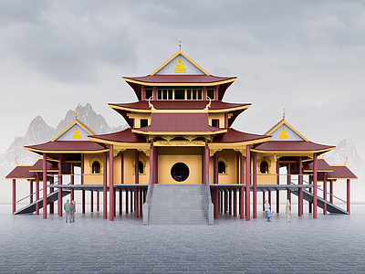 禅意复古宗教文化 寺庙 教堂 佛堂 东南亚傣式奘房 宗教信仰佛寺佛堂