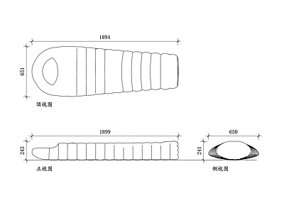现代综合家具图库 露营睡袋 户外睡袋 旅行睡袋 防寒睡袋 便携睡袋 施工图