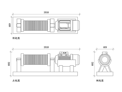 机械设备 电动绞盘 手动绞盘 起重绞盘 绳索绞盘 滑轮绞盘 施工图