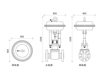 现代五金管件 调节阀 控制阀门 流量控制阀 自动控制阀 电动控制阀 施工图