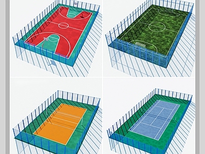 现代其他球场 网球场 球场组合 篮球场 足球场 排球场