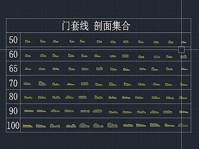 现代法式综合硬装构件图库 门套线图块 门套线集合 剖面图库 施工图