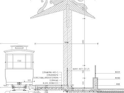 现代综合景观小品 田野小火车 精灵火车站 小火车车站站台 施工图