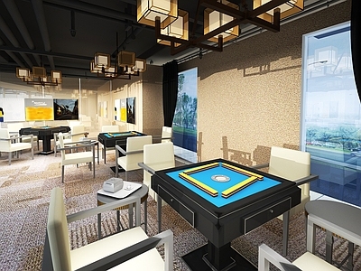 中式棋牌室 麻将房棋牌室