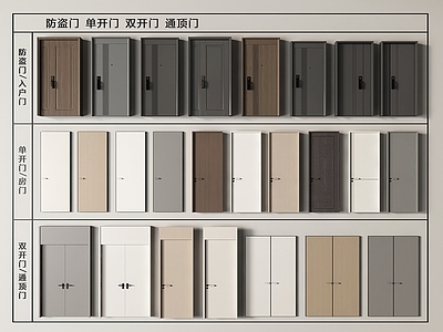 现代单开门 双开门 入户门 房门 卧室门