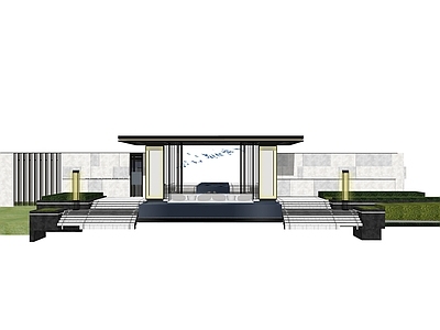 现代新中式小区建筑 新中式大门入口