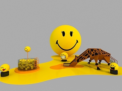 现代美陈 游乐场美陈 开业美陈 微笑主题活动美陈 emoji表情包 网红墙