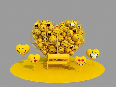 现代美陈 emoji表情包 开业美陈 爱心美陈 快闪店美陈 网红墙