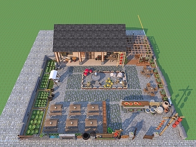 现代其他景观 现代乡村民房 乡村院落庭院小品 乡村小品